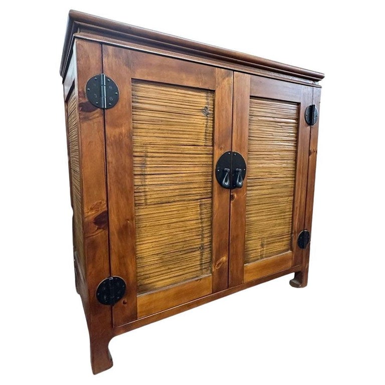 Oriental James Mont Style Koa & Stick Rattan Stereo Cabinet