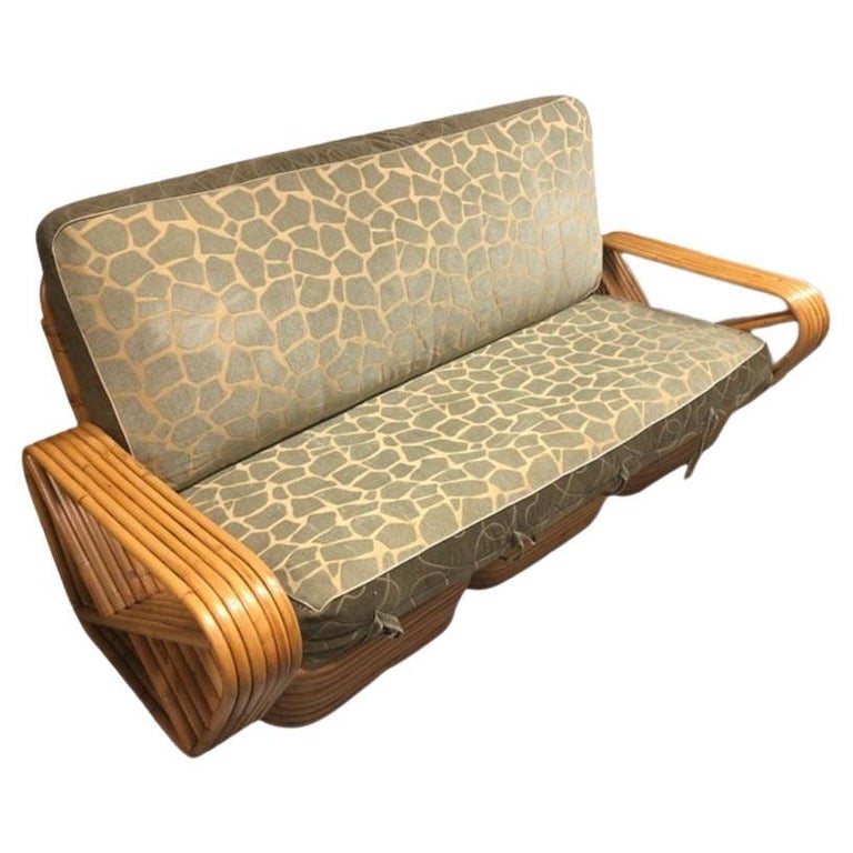 Restored Rattan Six Strand Square Pretzel Sofa
