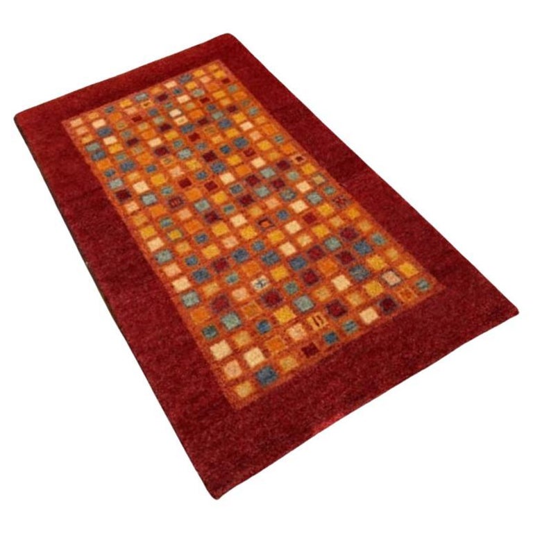 Mid Century Gabbeh Inspired Wool Area Rug