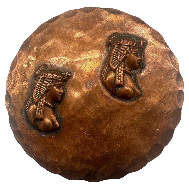 Art Deco Egyptian Revival Copper Isis Hammered Pin
