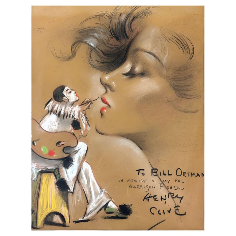 1934 Female Portrait Pastel on Paper by Henry Clive