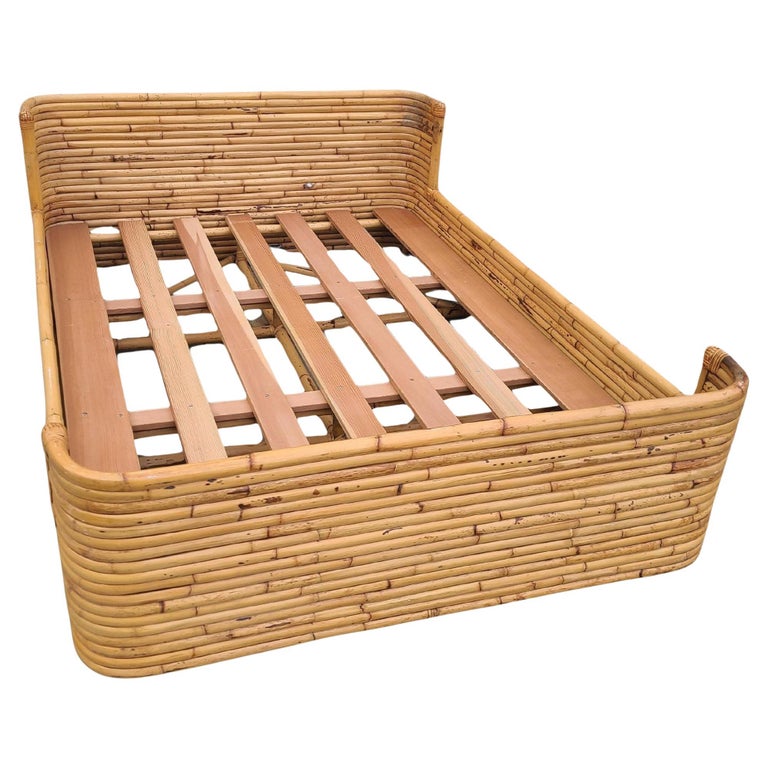 Vintage Full Size Stacked Rattan Bed Frame by Seven Seas