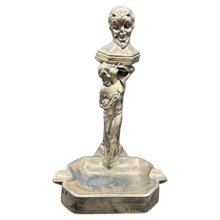 RARE Nude Smoking Women w/ Temptation Devil Figurative Ashtray w/ Lighter
