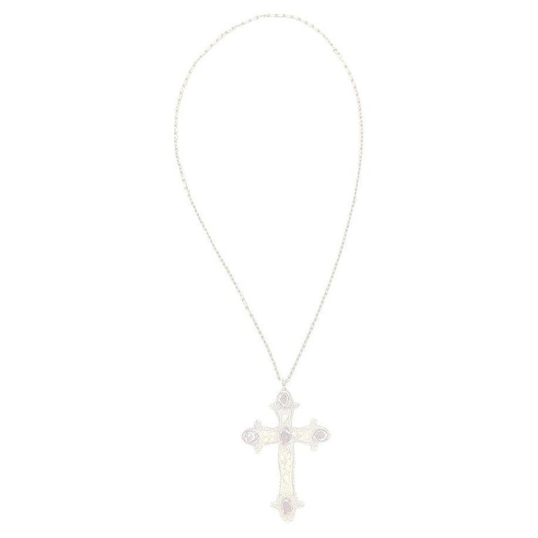 Renaissance Revival Austro-Hungarian Gothic Cross Necklace with Garnets