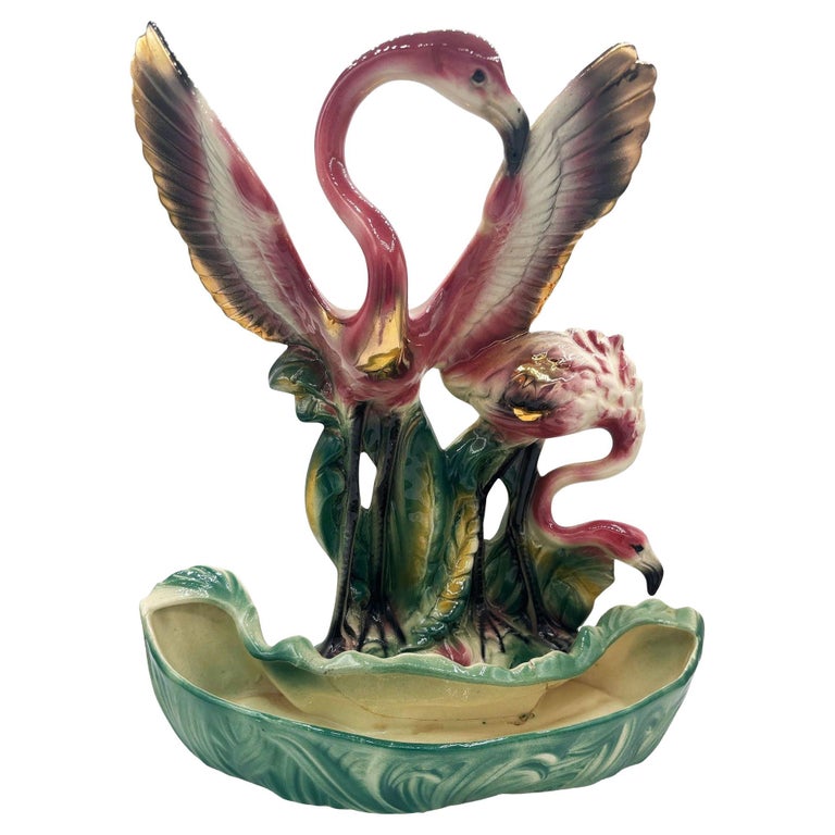 1956 Ceramic Flamingo Tropical Pond Indoor Planter by Lane & Company California