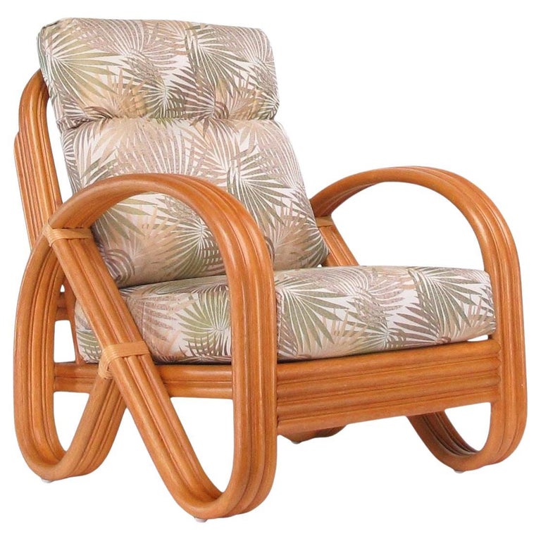 Modernist 3-Strand 3/4 Pretzel "Kauai" Rattan Lounge Chair
