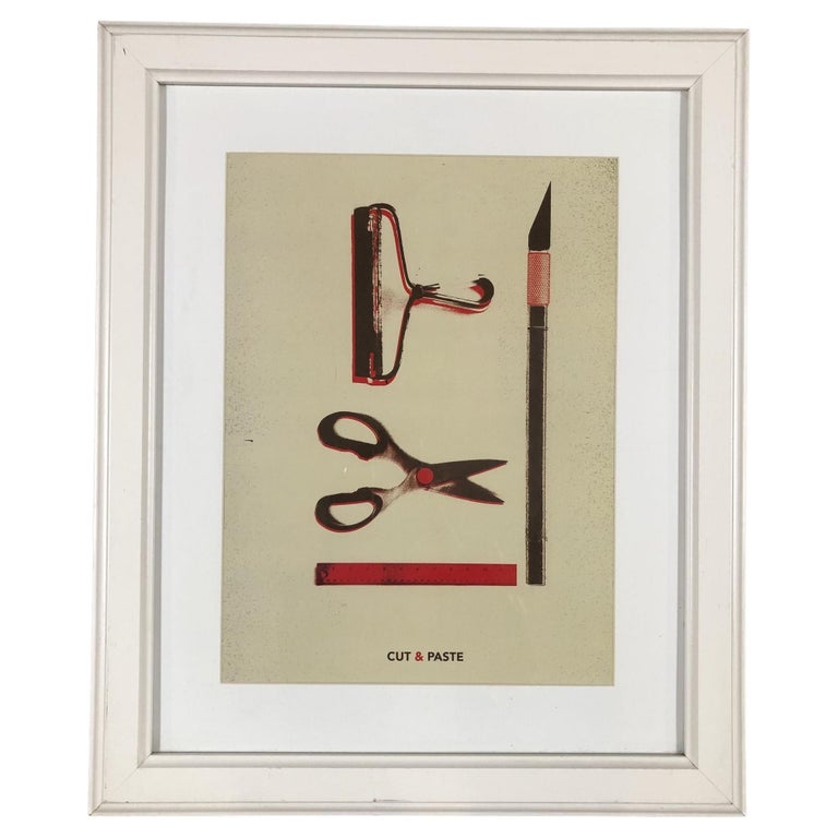 Modern Office Supplies Collage Three Dimensional Art Print "Cut and Paste"