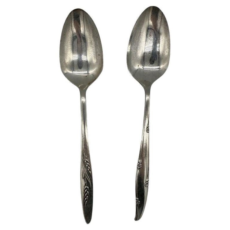 Mid-century "Silver Flower" & "Song of Autumn" Serving Spoons by Oneida Silver