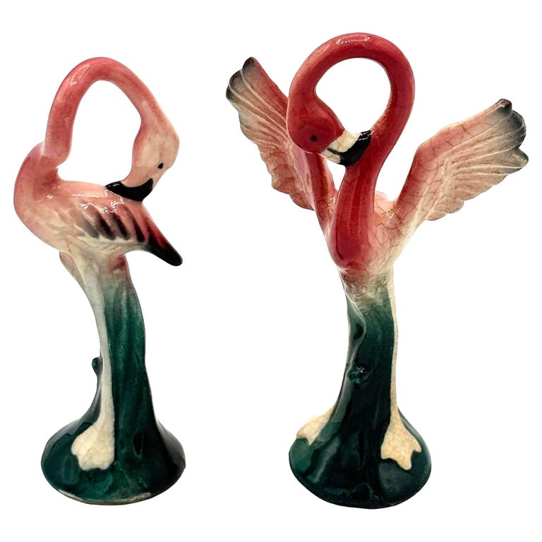 Mid-century California Pottery Ceramic Miniature Pink Flamingo Tabletop Statue