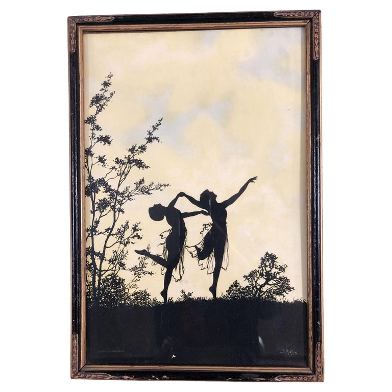 1915 Framed Neo-Classic Where Terpsichore Dwells Silhouette Print by Boris Major