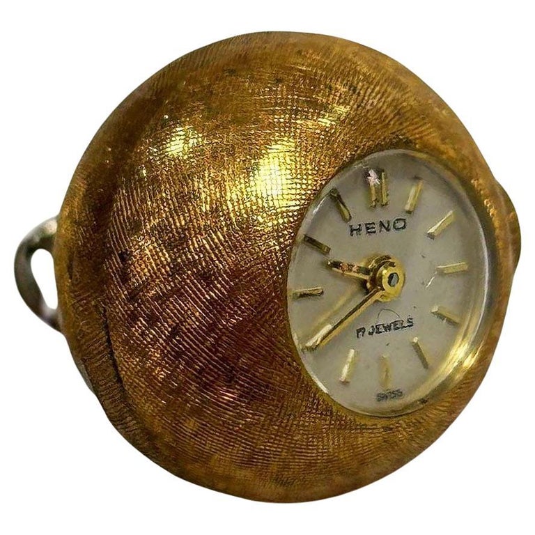 Mid-century"Boule de Genève" 18mm Swiss Orb Watch Necklace Pendant by Heno