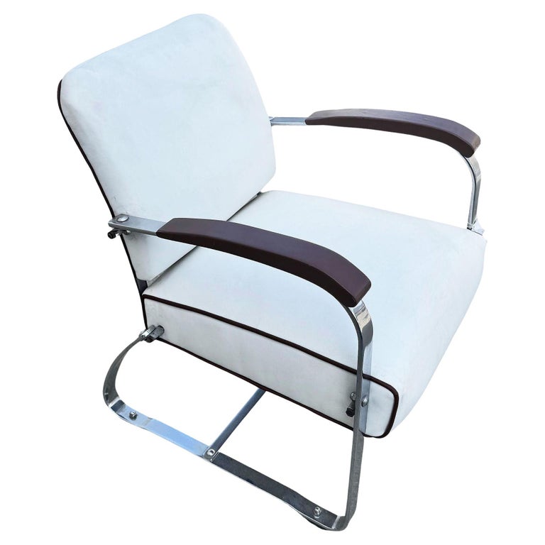 Streamline Art Deco Chrome Tubular Speed Lounge Club Chair, Lloyd Manufacturing