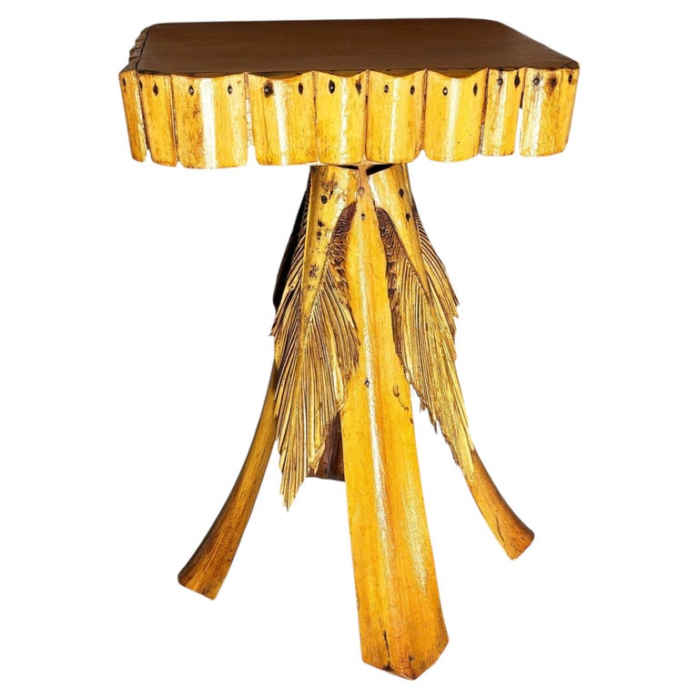 Restored MCM Hawaiian Split Bamboo Side Drinks Table w/ Koa Wood Top