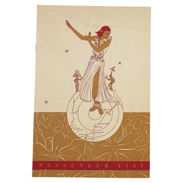 1938 SS Mariposa Artwork by Frank Mcintosh Guest List for Matson Lines
