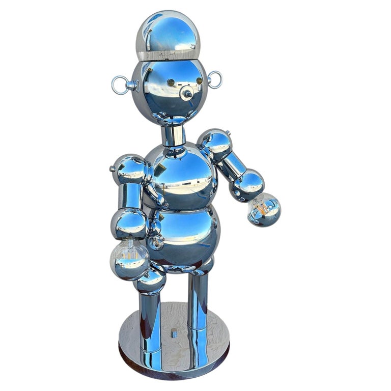 1975 Post-Modern Chrome Bubble Ball Robot Table Lamp by Torino Lamps