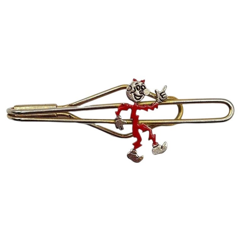 Mid-century Gold-Tone Reddy Kilowatt Advertising Tie Clip Pin