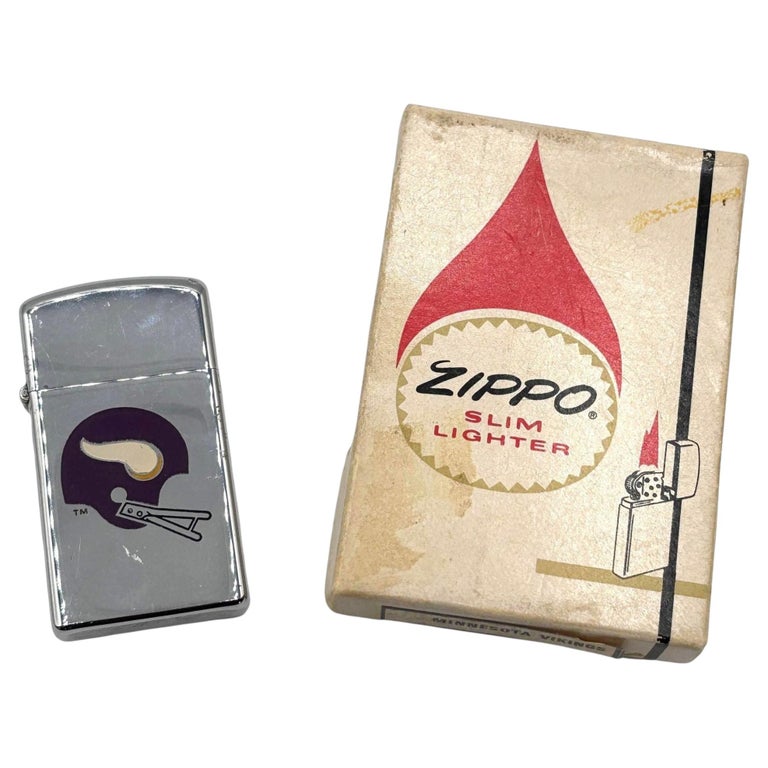 1970s Minnesota Vikings Vintage Zippo Slim Lighter with Original Box