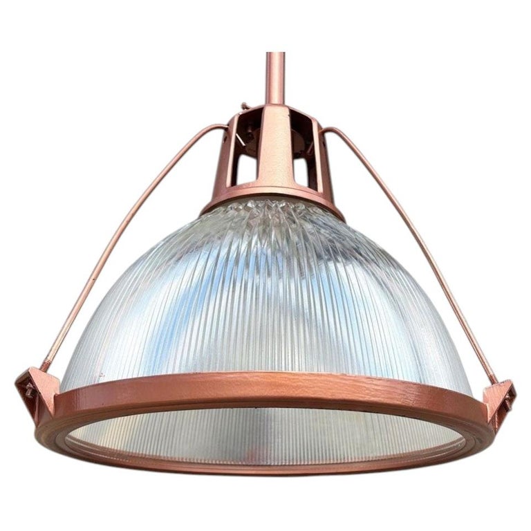 Mid Century Holophane Pendant Ceiling Light Copper-tone Finish