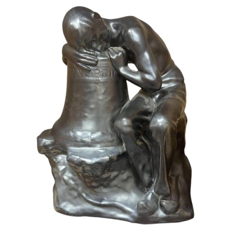 Italian "Pensatore Campana" The Tinker Auguste Rodin Style Terracotta Sculpture