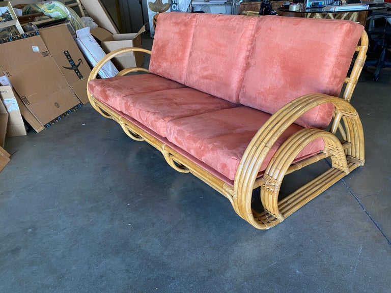 Restored "Double Tear Drop Arm" Rattan Lounge & Sofa Livingroom Set by Tochiku