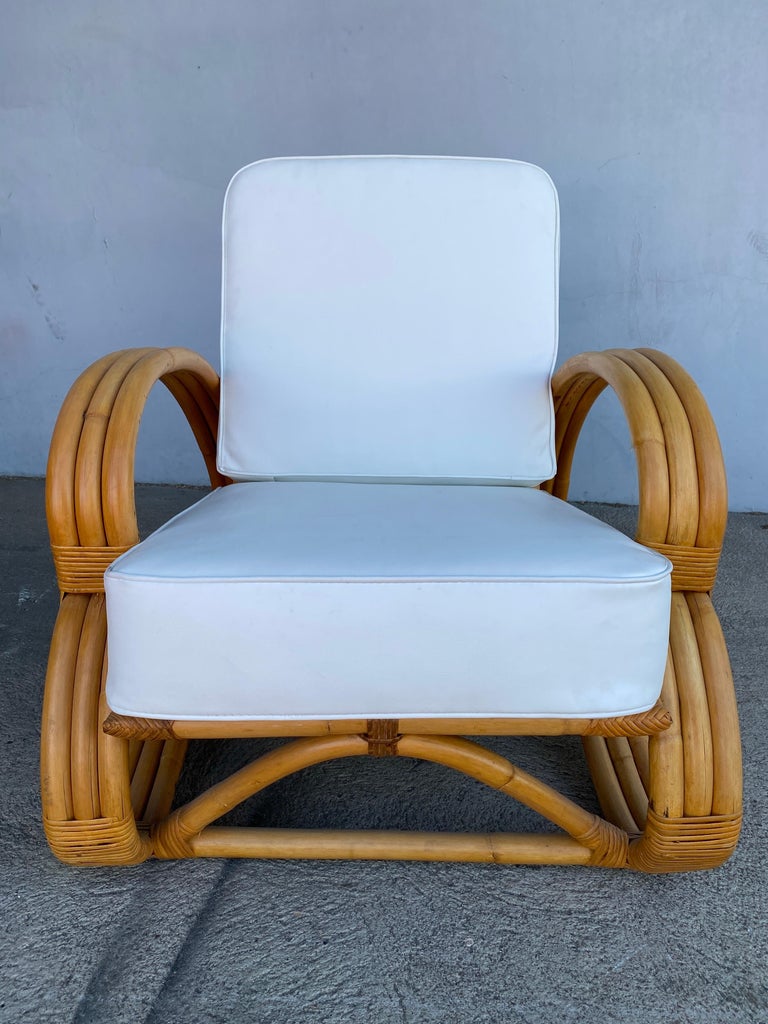 Rare "S Arm" 3-Strand Rattan Sofa and Lounge Chair Living Room Set