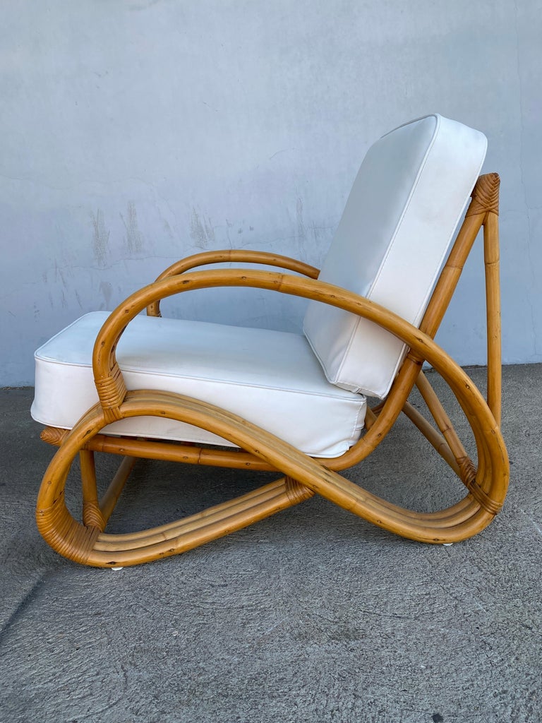 Rare "S Arm" 3-Strand Rattan Sofa and Lounge Chair Living Room Set