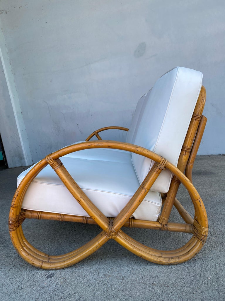 Restored 3/4 Round Pretzel Three-Seat Sofa with Open Base