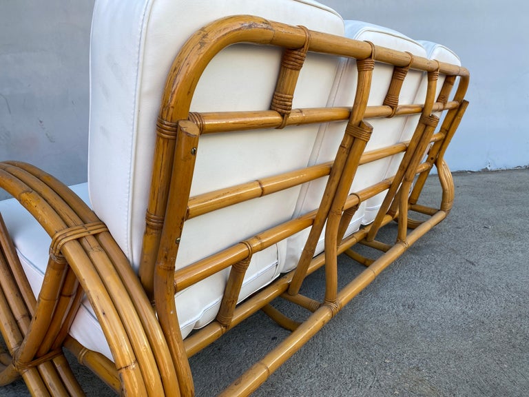 Restored 3/4 Round Pretzel Three-Seat Sofa with Open Base