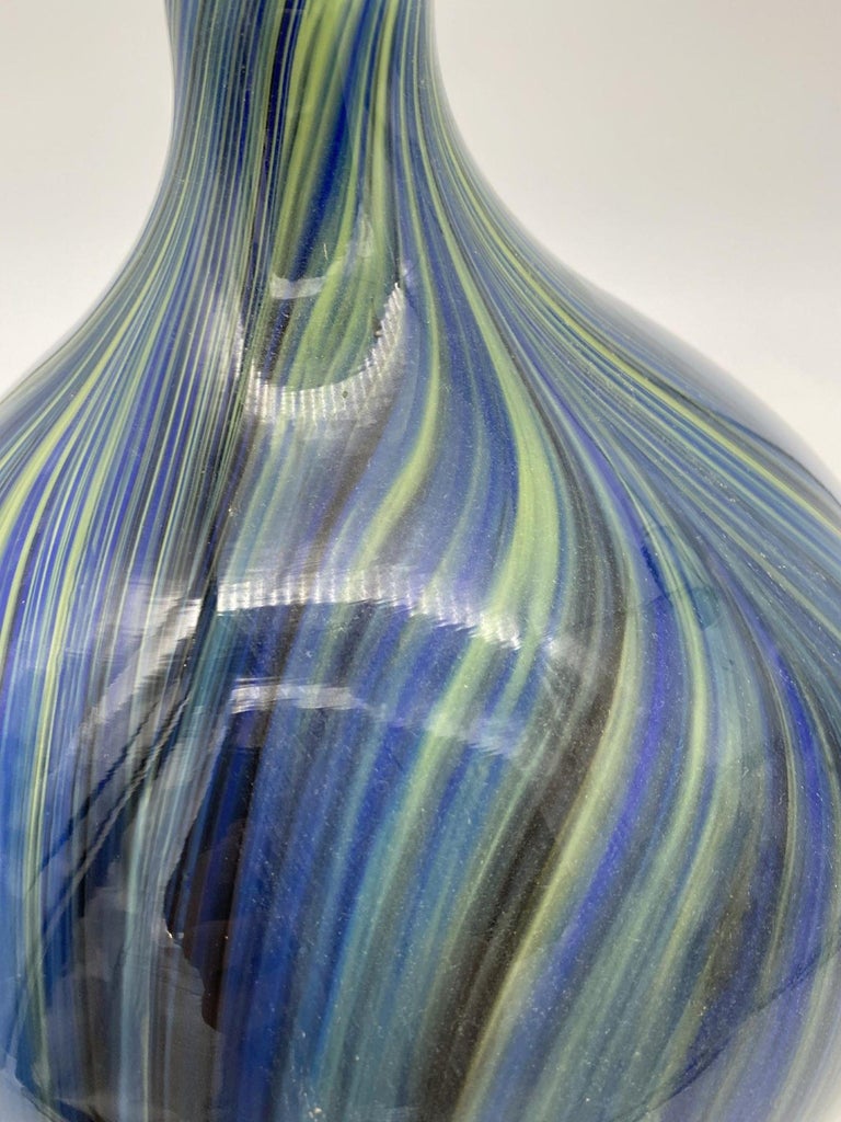 Mid-Century Handblown Swirl Murano Glass Vase