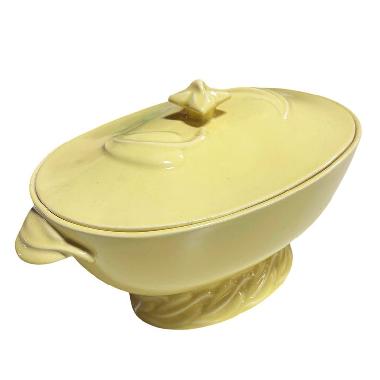 Mid-Century California Pottery Yellow Casserole Dish w/ Lid by Vernon Kilns