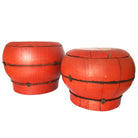 Chinese Red Lacquered Wood Rice Bucket Decorative Box with Lid