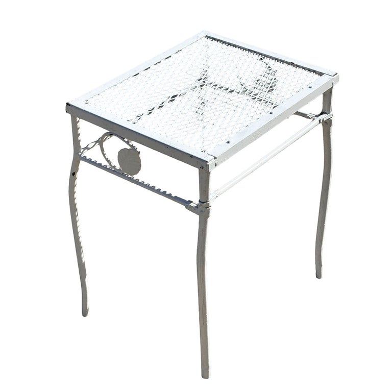 Mid-Century Wrought Iron Outdoor/ Patio Scrolling Side Table by Woodard