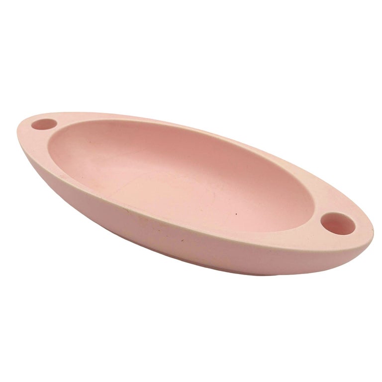 Large California Pottery Pink #437 Bowl w/ Candle Holder by Hyalyn Pottery