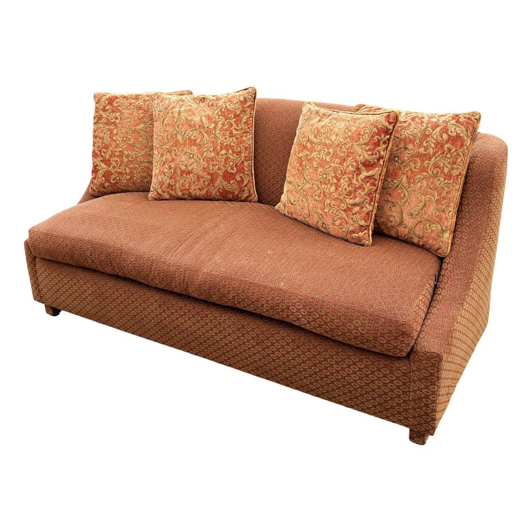 Modern Banquette Italian w/ Burgundy Olive Diamond Print Upholstery