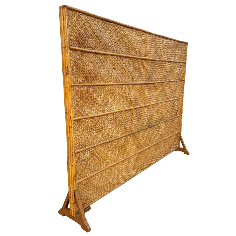 Art Deco 9' Foot X 6' Foot Rattan & Woven Wicker Wall Divider Screen