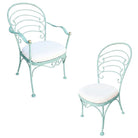 Restored Teal "Ribcage" Patio/Outdoor Lounge Chair W/ Brass by Woodard, Set of 2