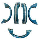 Art Deco Sky Blue Bakelite Drawer Pulls w/ Chrome Strip, Set of 5