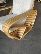 Restored Six-Strand Square Pretzel Rattan Lounge Chair with Ottoman