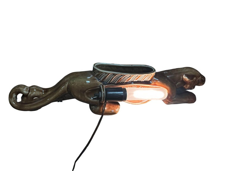 Mid-Century Stalking Panther Statue T.V. Lamp by Royal China & Novelty Co