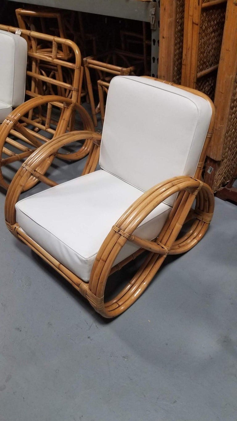 Restored Rattan Three-Strand Full Pretzel Lounge Chair and Three-Seat Sofa Set