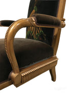 Vintage Velvet Upholstered Gorgeous Armchair with a Painted Dancer on the Back