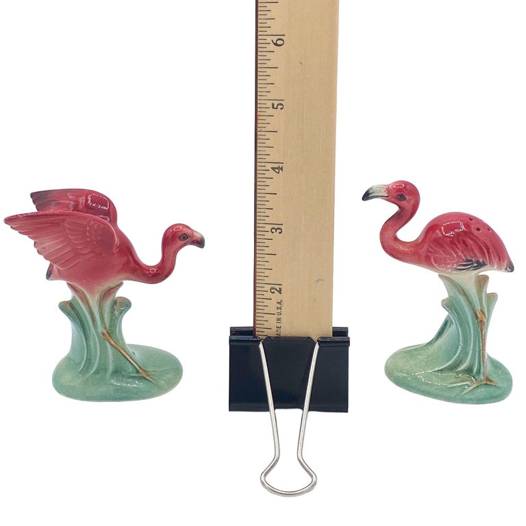 Mid-century Flying Flamingo Ceramic Salt & Pepper Shaker Set, Japan