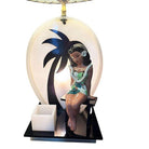 Mid-century Acrylic Hula Girl Midnight Palm Silhouette Table Lamp by Moss