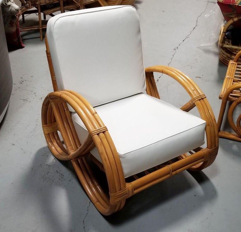 Restored Mid-Century Frankl Style Rattan Three-Strand Full Pretzel Livingroom Se
