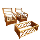 Heywood Wakefield "Oak Rattan" Lounge Chair Pair w/ Coffee Table