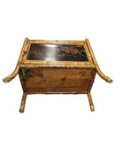 Victorian Chinoiserie Tiger Bamboo Nightstand with Hand-Painted Lacquer Front