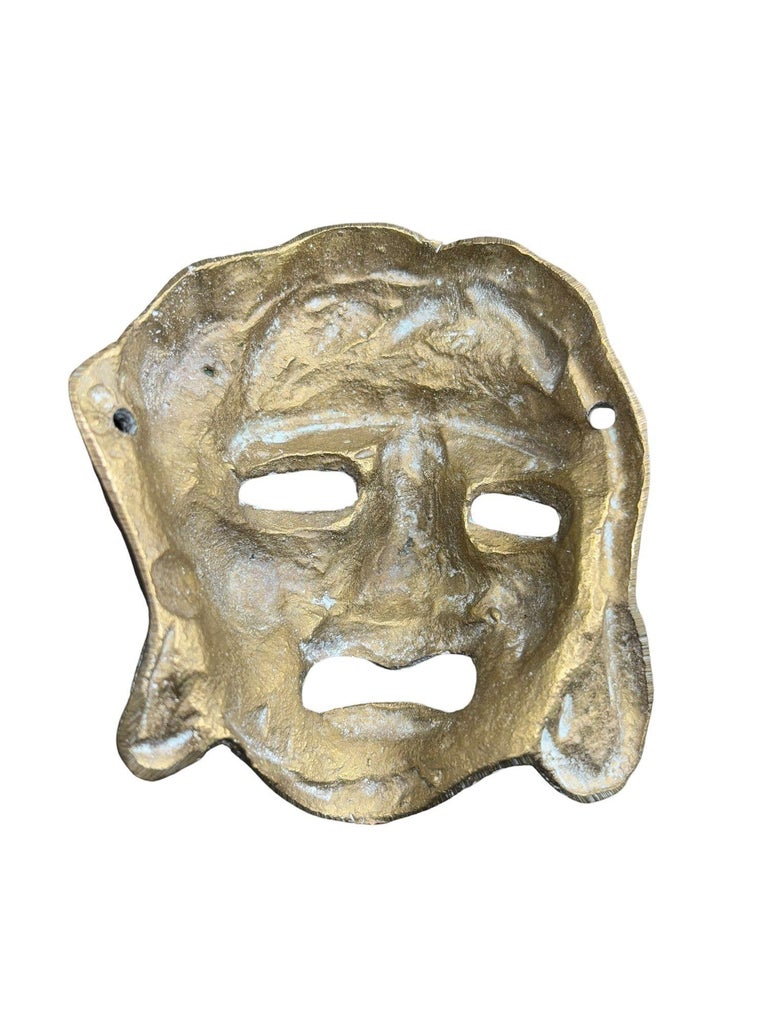 MCM Greek Theater Masks Comedy & Tragedy Wall Sculpture Hand-cast in Bronze Pair