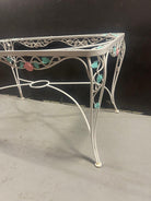 Pink Rose White Iron Garden Table and Chairs Set