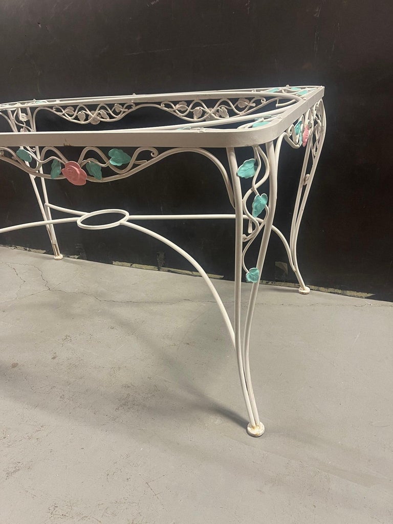Pink Rose White Iron Garden Table and Chairs Set
