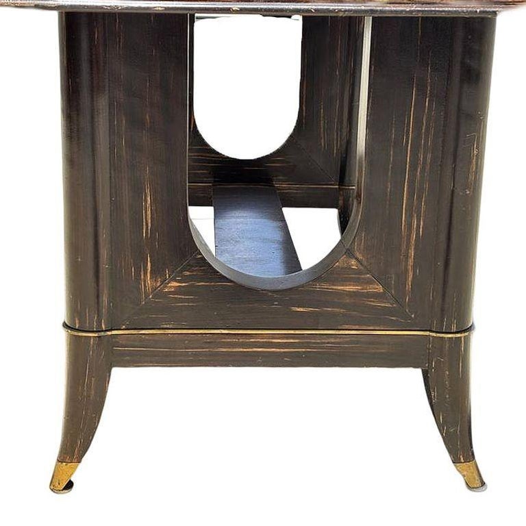 Atelier Leleu Style French Art Deco Macassar Ebony Dining Table w/ Brass Access